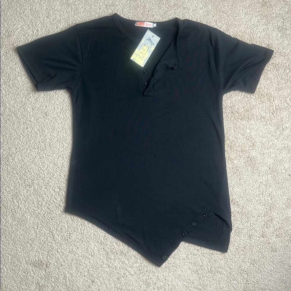 NWT Black Asymmetrical Short Sleeve Tee